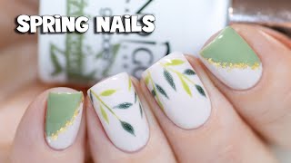 Easy Spring Nail Art Tutorial - Green Leaves
