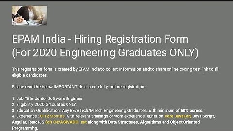 EPAM HIRING 2020 BATCH STUDENTS AS SOFTWARE ENGINEER | CTC-6 LPA | B.E/B.TECH ELIGIBLE APPLY NOW.