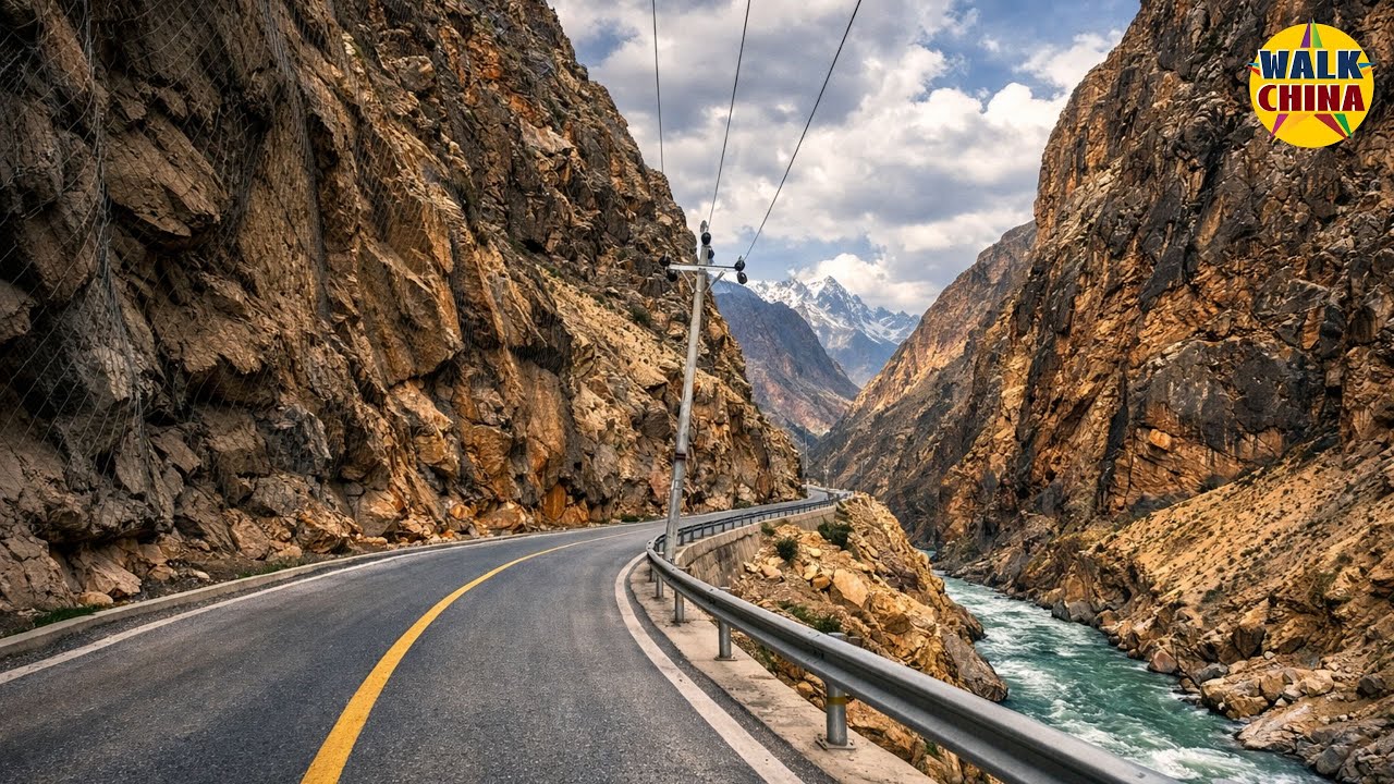 Поездка по отдаленному и величественному каньону Тибета: инфраструктура Китая в 4K HDR