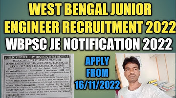 Wb junior engineer recruitment 2022 | wbpsc junior engineer recruitment 2022 | wb je recruitment |