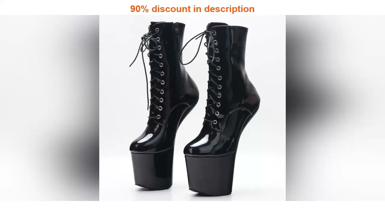 #8 Inch High Heelless Exotic Pole Dance Platform Ankle Boots Extreme Fetish Size36-46 In Stock Fast