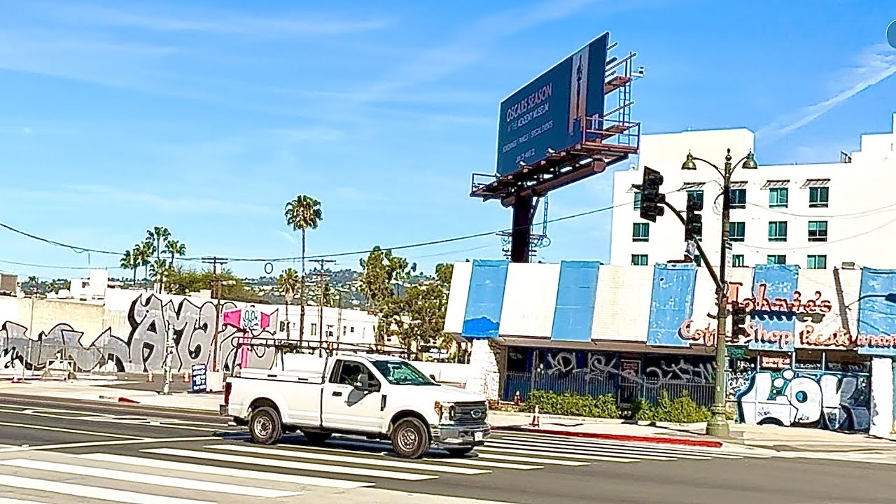 PETERSON AUTOMOTIVE MUSEUM ACROSS STREET FROM GRAFFITI BOMBED JOHNNIES / 99 CENT STORE BEVERLY HILLS