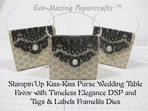 stampin up kiss kiss purse wedding table favor with tags labels
