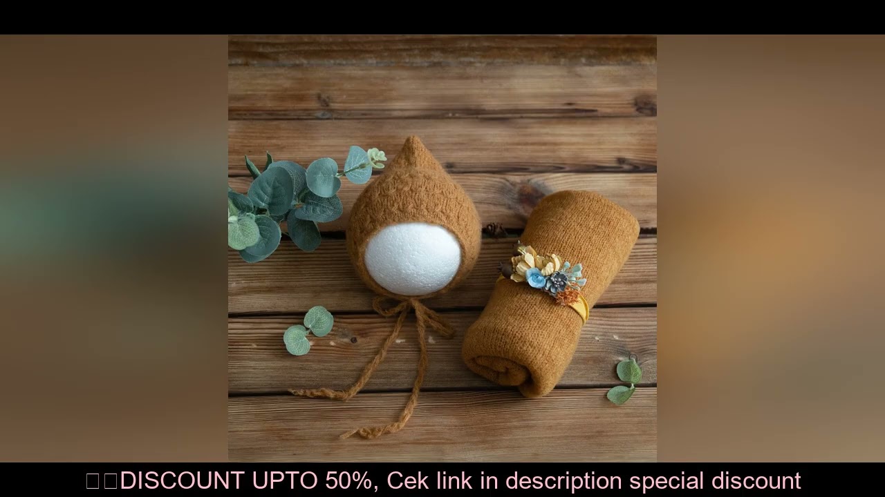 Newborn Mohair Stretch Knit Wrap Hat And Headband Set Photography Props Baby Jersey Wrap Swaddle Bla