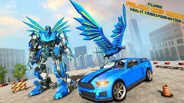 Flying Falcon Robot Car Transformation Games: Futuristic City Robot Wars | Android iOS Gameplay