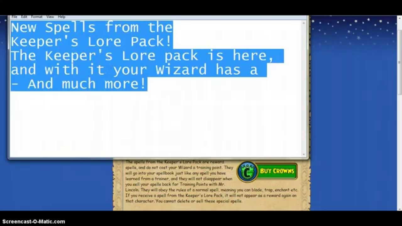 Wizard101 Keeper lore pack now in crown shop!