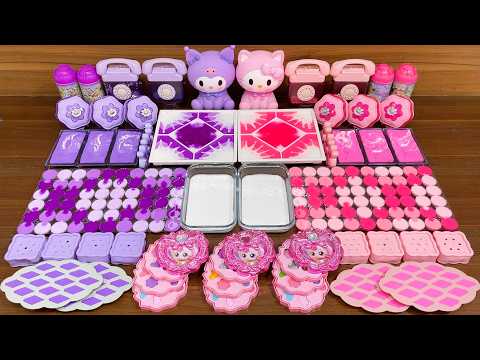 Fun slime mixing into glossy slime | Purple vs pink ASMR relaxing