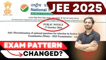 JEE Exam Pattern Changed? | JEE Exam 2025 | NTA Official Big Update | JEE main 2025 Update | JEE