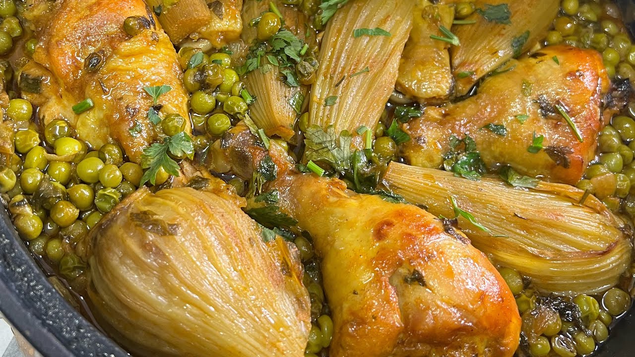 طاجين بسباس بالدجاج والجلبانة رائع رائع المذاق ومحرحر 🌶️🌶️🌶️مليح