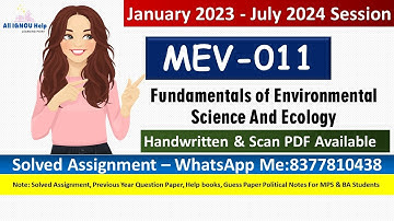 Solved PDF|MEV-011Fundamental of Environmental Science & Ecology |Jan 2023 -July 2024|Best Solution