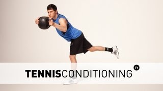 Alternating Single Leg Med Ball Trunk Rotations