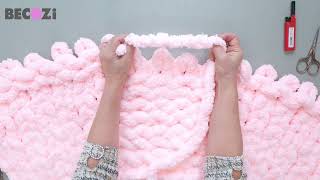 HAND KNIT A CHUNKY BLANKET/BASKET WEAVE PATTERN/JUMBO chenille yarn