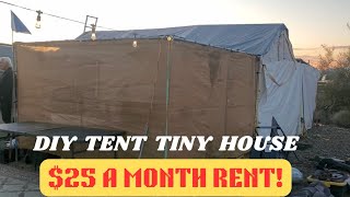 Nomad Life: DIY Tent Tiny House Only $25 A Month Rent!
