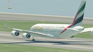 Only Nose Gear Dangerous Emergency Landing Gone Wrong, Emirates Airbusa380 Crashed Into Ocean[Xp 11]