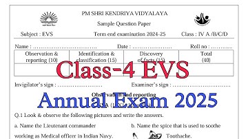 Class-4 EVS / Annual Exam Question Paper / Session 2024-25 / Session Ending Exam for KV students