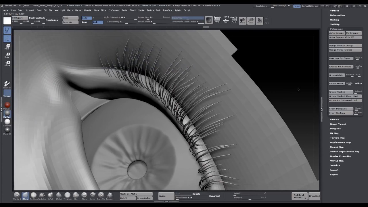 how to add eyelashes in zbrush