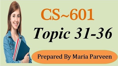 CS601 TOPIC 31-36 || CS601 Short Lectures by MARIA PARVEEN || Prepared By VU Learning