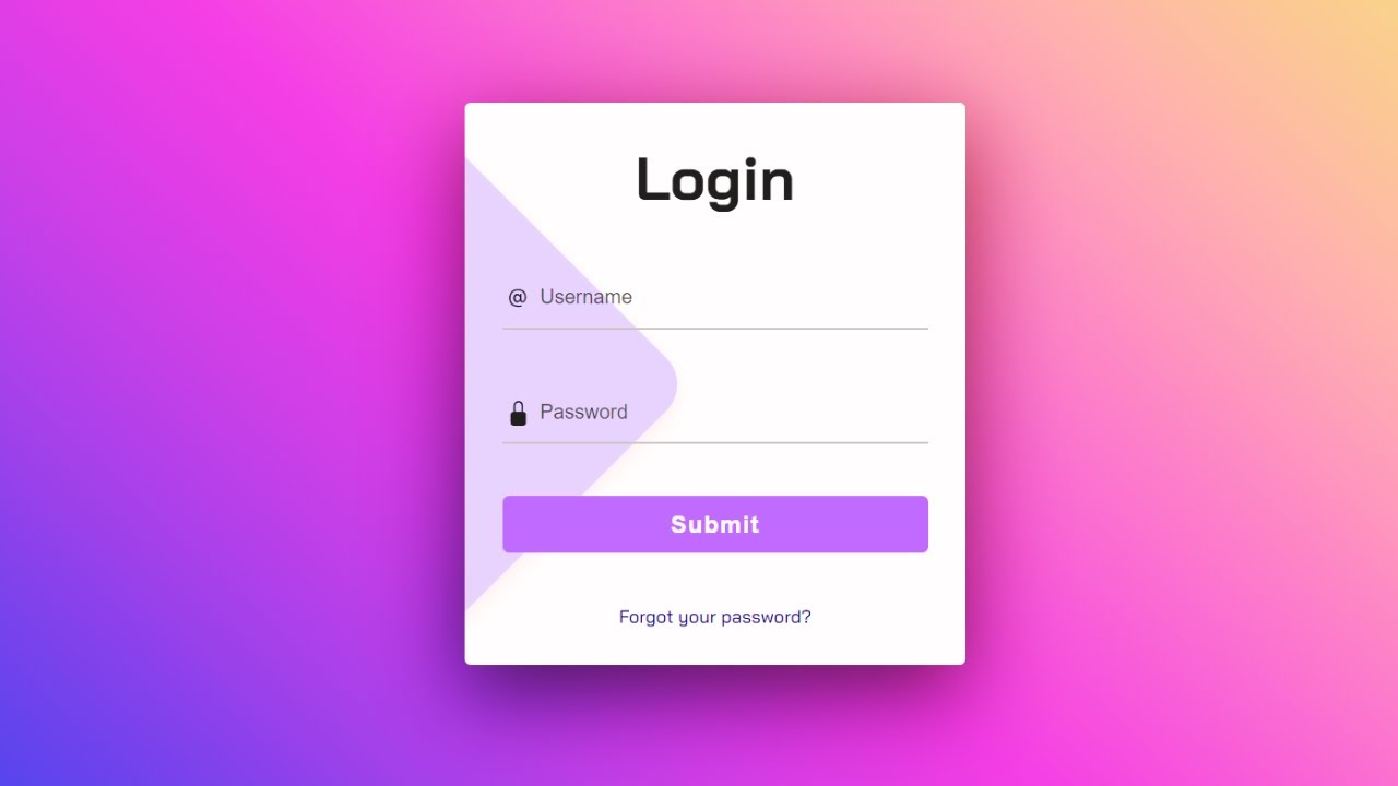 login form Using HTML & CSS JavaScript Transparent Login Form | With ...