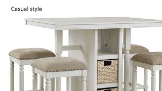 Robbinsdale Antique White 5 Piece Counter Height Dining Set from Signature Design by Ashley