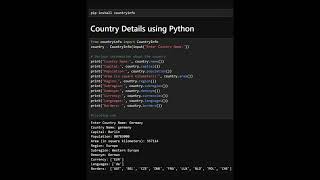 country details using python #artificialintelligence #coding #pythonprogramming