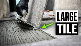 Tile installers will HATE this video. Large format tile setting, masonry style. Construction #ASMR