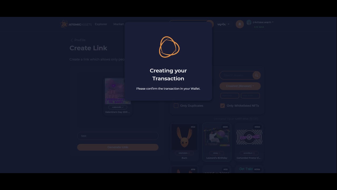 how to create a nft tradelink on atomichub.io