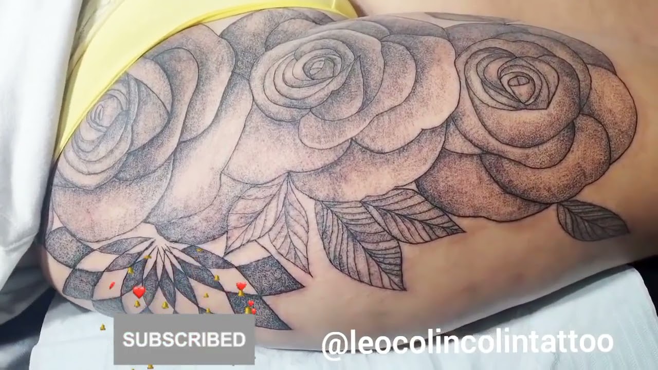 Linda Tatuagem de Rosas Leo Colin Colin BiquÃ­ne Praia rio de janeiro Tatuagem floral Sombreada