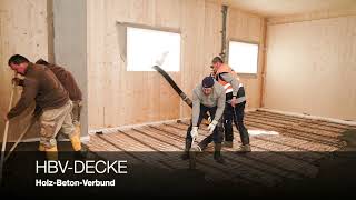 Holz-Beton-Verbund Decke, HBV DECKE, so wird die Holz-Beton-Verbund-Decke vor Ort gegossen