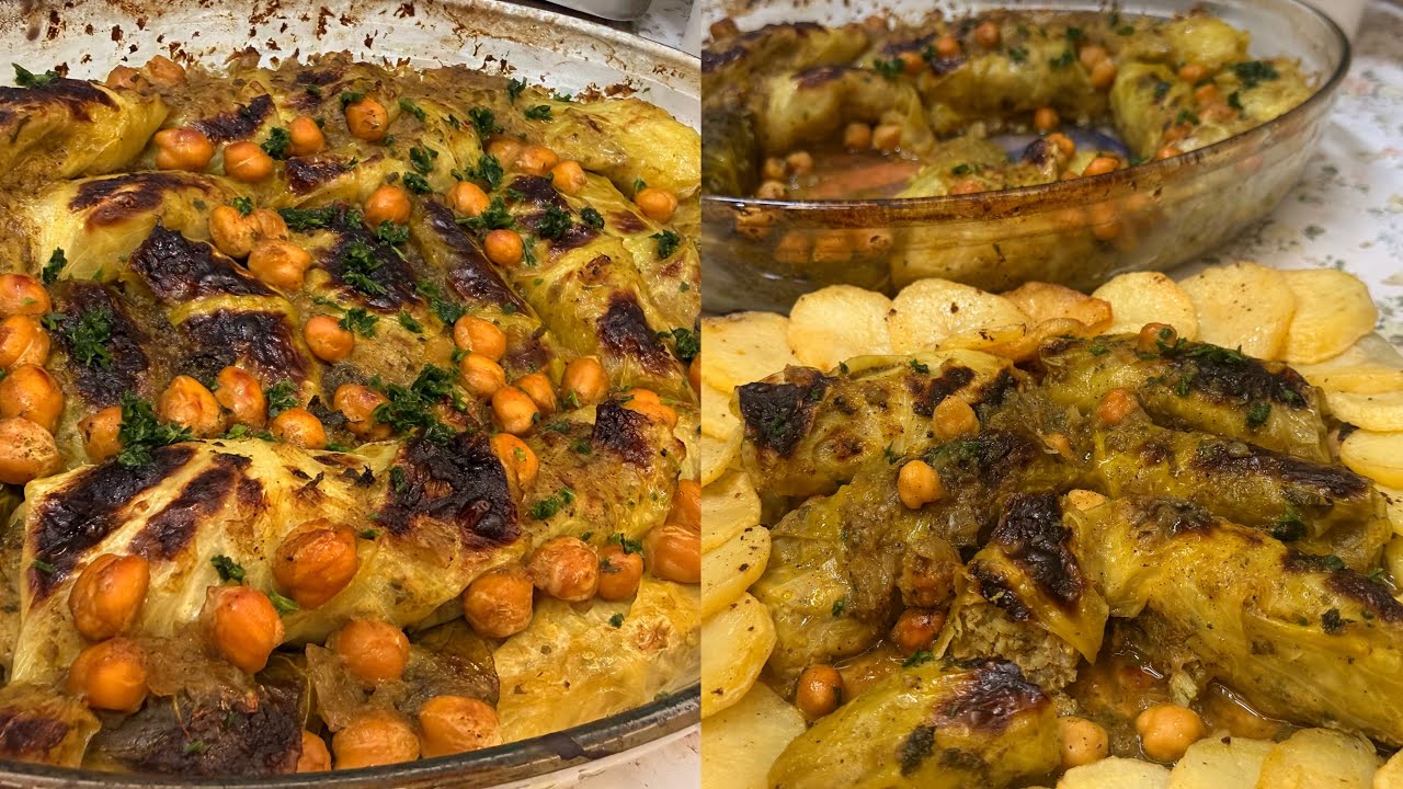 كرمب محشي (ملفوف)في الفرن بطريقة بسيطة بصوص بيضاء و البنة عسل🤤