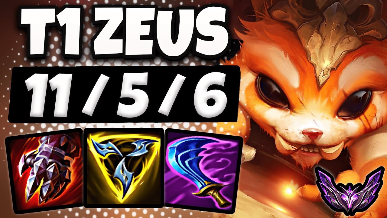 T1 Zeus Gnar vs Rumble [ TOP ] Patch 14.23 Korea Master ✅