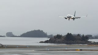 Alaska Airlines Boeing 737-700 Milk Run Landing Sitka, Alaska