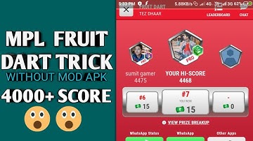 MPL || FRUIT DART TRICK || 4000+ SCORE || MPL TRICKS BY ANKIT ||