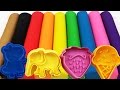 Learn colors with play doh modelling clay and cookie molds and surprise