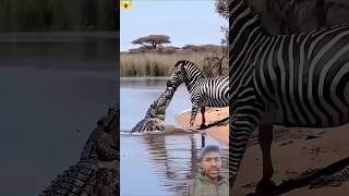 Night Attack: Crocodile Grabs a Zebra! 🐊🦓 | Shocking AI Wildlife Visuals #Shorts