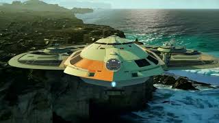 Sci Fi Starships Navigate AI Shorelines 4K Space Immersive Experience