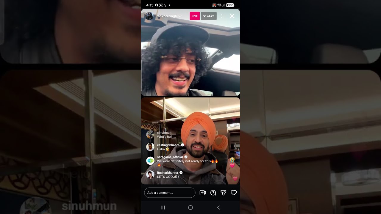 Ranveer Singh and Hanumankind , Diljit Dosanjh Instagram live 