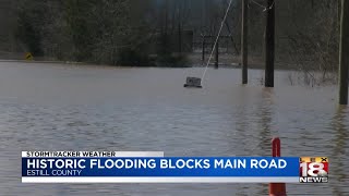 Historic flooding blocks main road in Estill County