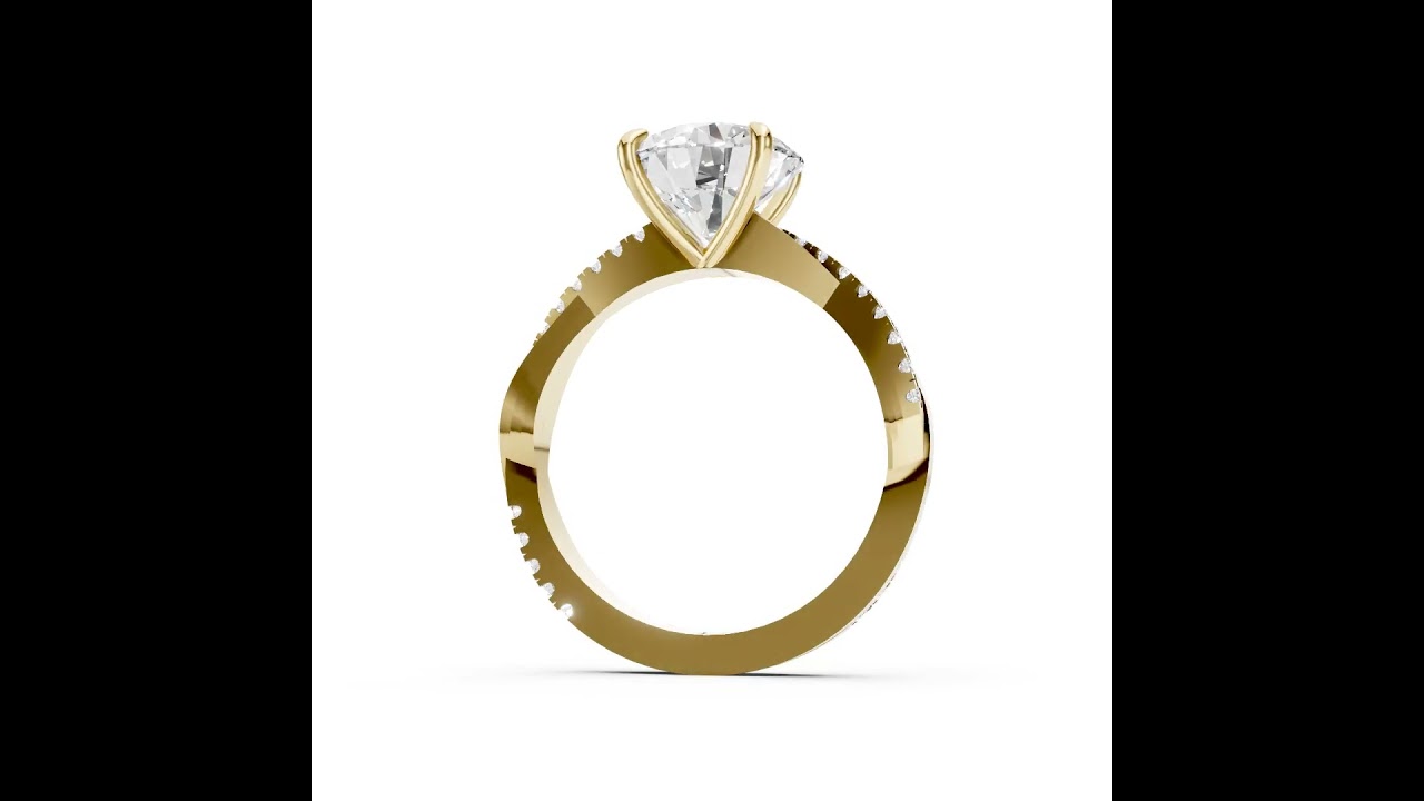Round Cut Diamond Twisted Anniversary Ring With Pave Band