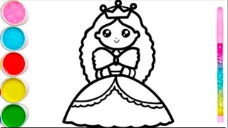 : Beautiful Princess Drawing Painting Colouring for kids Toddlers | How to draw Princess #princessdraw