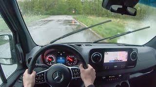 2019 MercedesBenz Sprinter 3500XD  POV Rainy Day Drive (Binaural Audio)