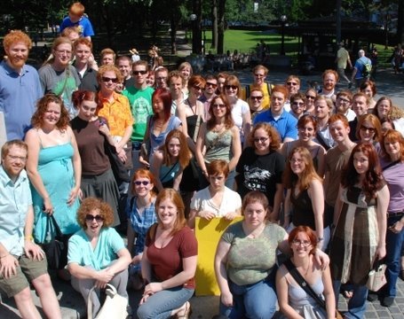 http://improveverywhere.com/2007/07/24/redheads/ - 50 redheads protest a Wendy's for their "racist logo". This is one of over 100 different missions Improv E...