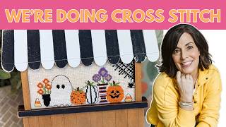 Our First Cross Stitch Pattern! How to Frame It in the Farm Market Stand for Spooky Fall Fun!