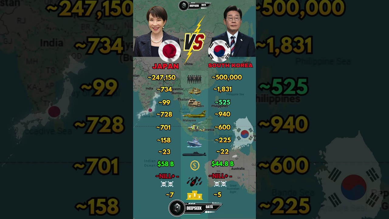 Japan vs South Korea Military Power 2026