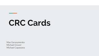 CS 364 BYU Idaho CRC Cards Presentation