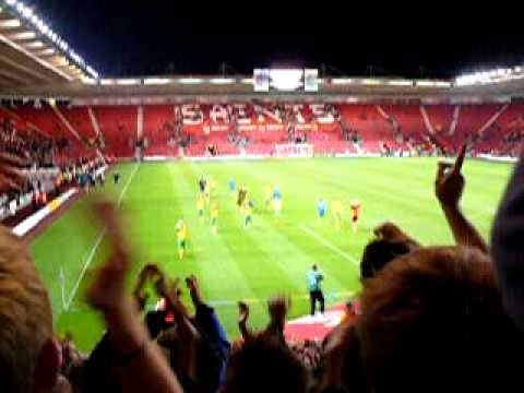 Celebrations after Bristol Rovers win 3-2 at Southampton, League 1, 29-09-09