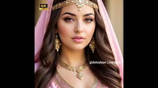 4K AI Arabian Lookbook: Curvy Beauty in Luxurious Pink Abaya & Royal Elegance screenshot 1