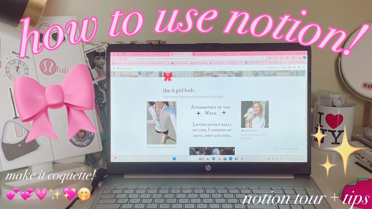 pink pilates princess notion - Notion template for self-care