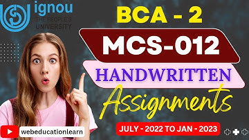 MCS-012 | Handwritten Assignments| BCA- 2 | IGNOU BCA Assignments | 2022-2023 | #ignou  #bca #free