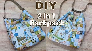 EP214 : DIY 2 in 1 Backpack | Bag Sewing Tutorial