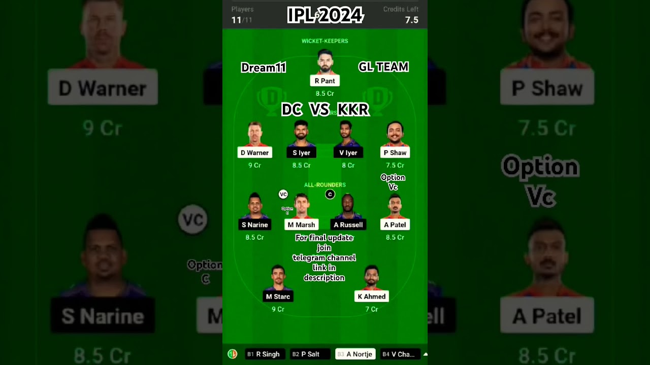 DC vs KKR Dream11 Prediction|DC vs KKR Dream11|DC vs KKR Dream 11 Team|